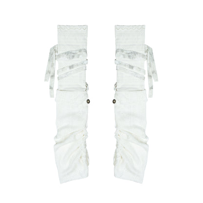 Flared Hem Patchwork Knit Layered Socks NA8354