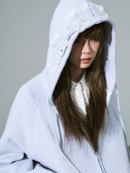 Bow Design Zipper Hoodie NA8837