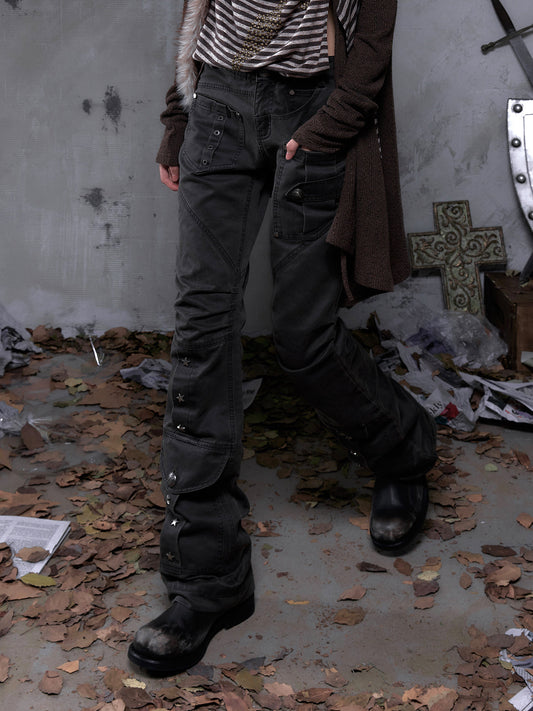 Wrinkle Washed Flare Suede Pants NA8968