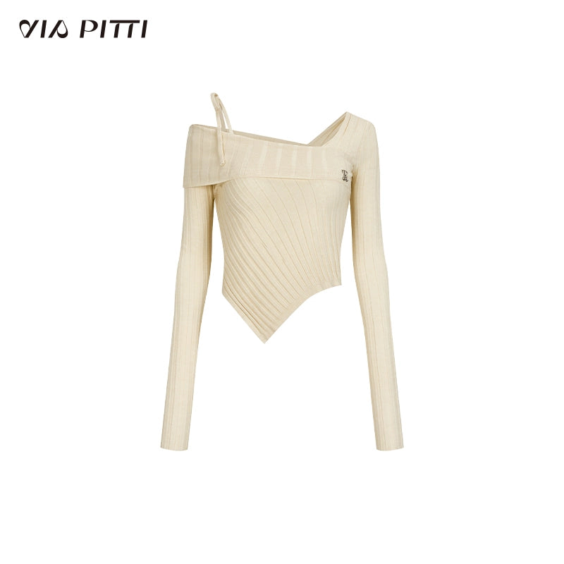 Irregular V-neck Short Knit Sweater NA4971