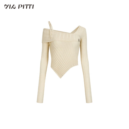 Irregular V-neck Short Knit Sweater NA4971