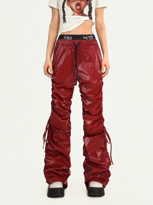 Tie Cord Pleats Double Waist Pants NA8596