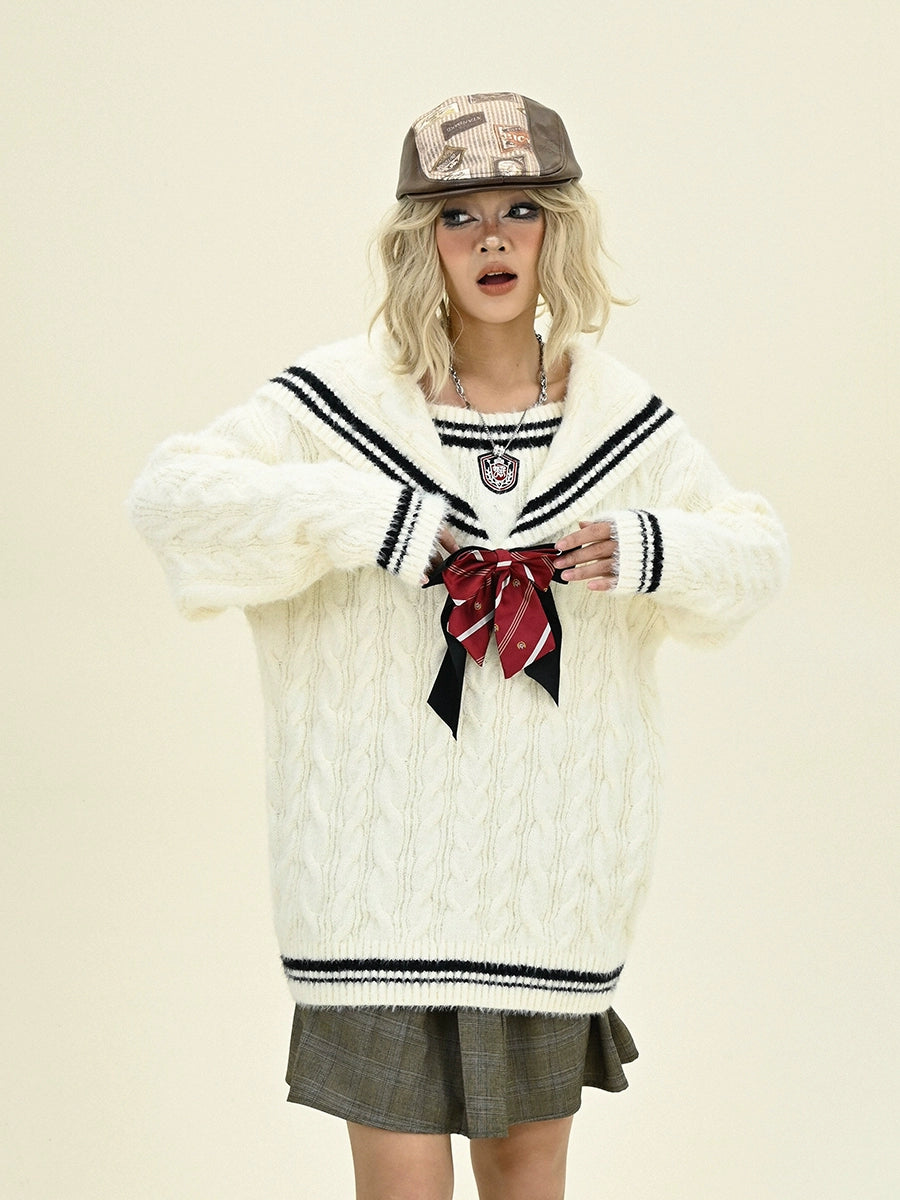 Sailor Collar V-Neck Knit Sweater NA6207