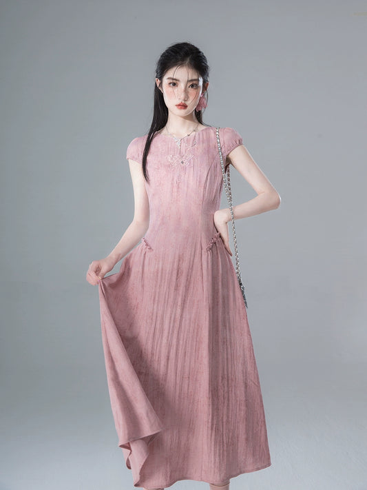 Butterfly Hollow Embroidery Long Dress NA5551