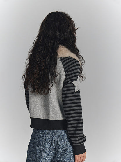 Fur Collar Patchwork Oversize Zipper Hoodie NA8899