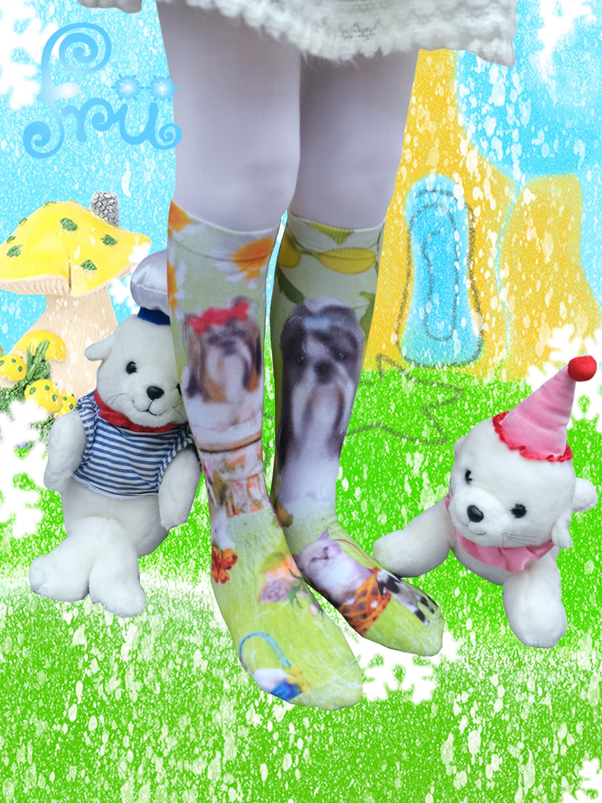 Dog Print Mid-Calf Socks NA6588