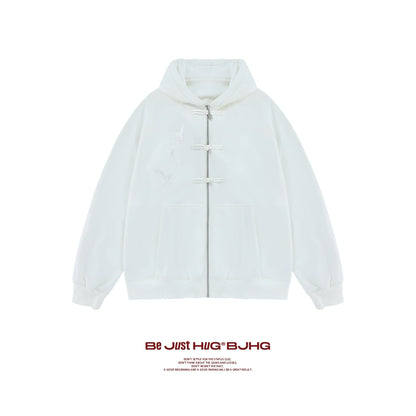 Embroidery Oversize Zipper Hoodie NA6089