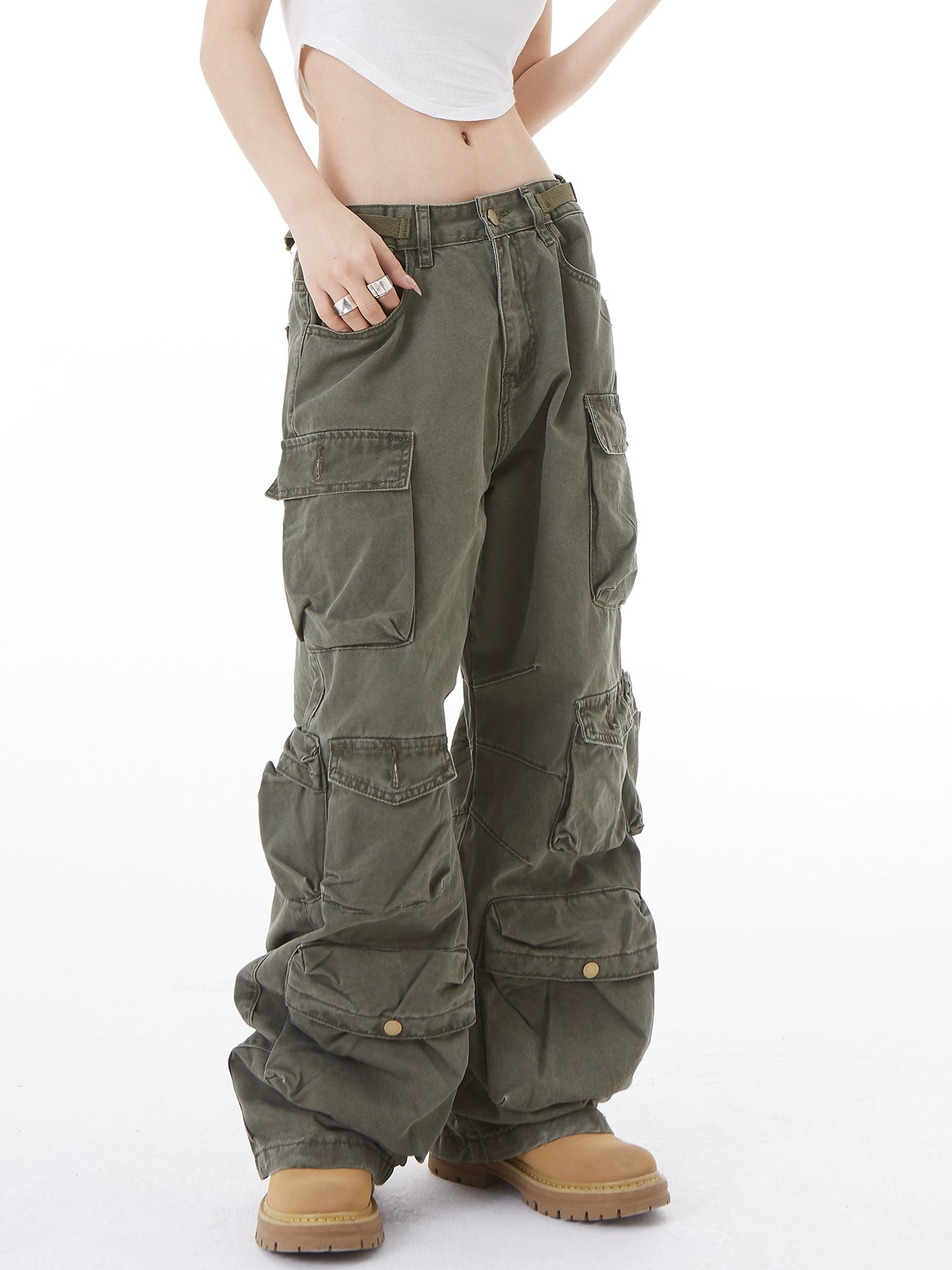 Multi Pocket Wide Leg Cargo Pants NA2877