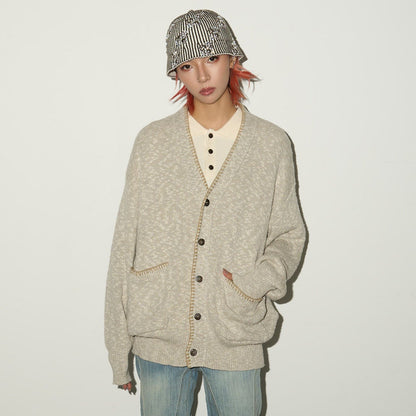 Melange Knit Pocket Button Cardigan NA9190