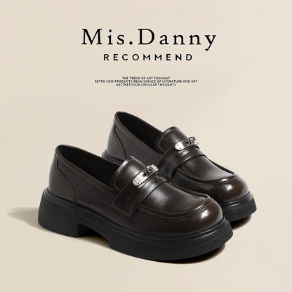 Metal Decoration Platform Thick Sole Loafers NA8757