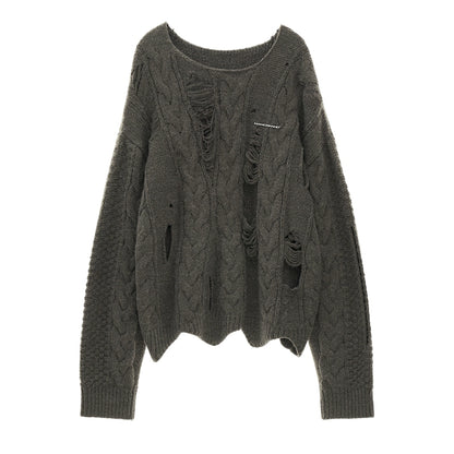 Oversize Hole Damage Knit Sweater NA5747