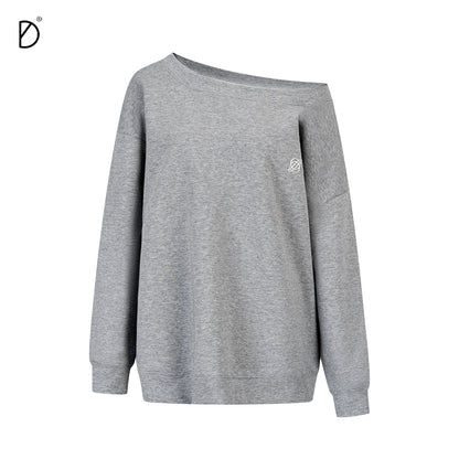 Off-Shoulder Oversize Sweatshirt & Adjustable Hem Sweatpants Setup NA8933