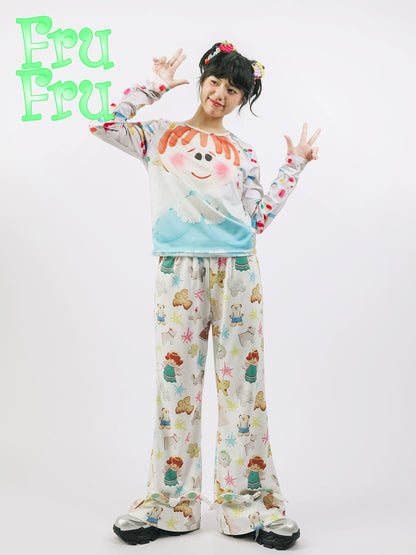 Cookie Print Flare Pants NA6571