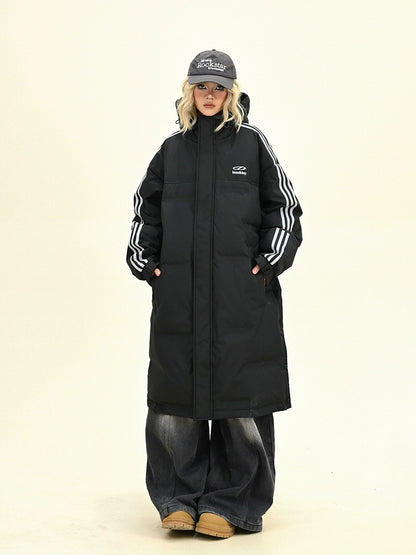 Side Stripe Oversize Hooded Puffer Coat NA6193