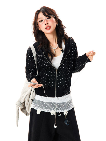 Polka Dot Zipper Hoodie NA9438