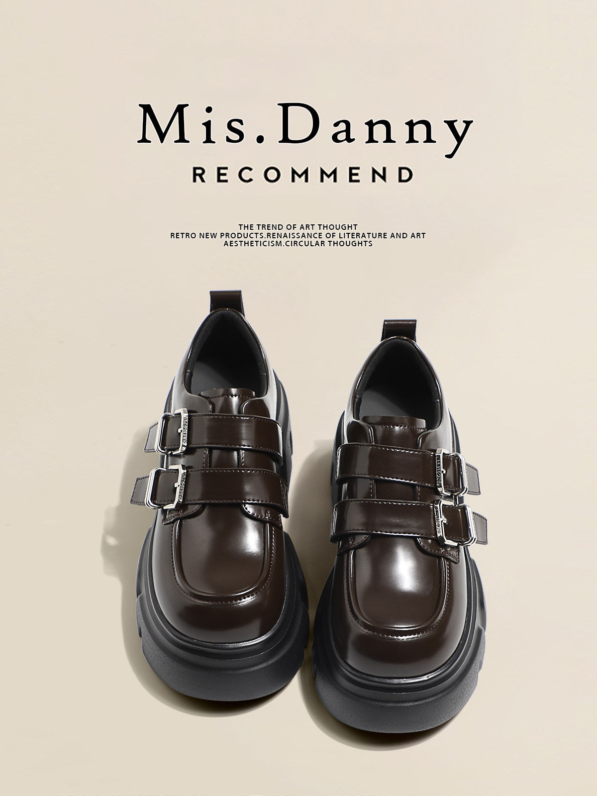 Double Belt Buckle Platform Velcro Loafers NA8725