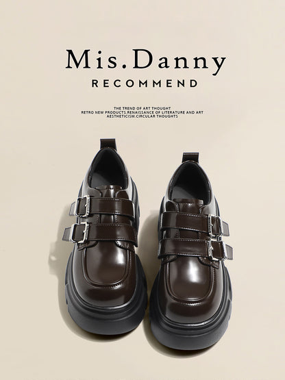 Double Belt Buckle Platform Velcro Loafers NA8725