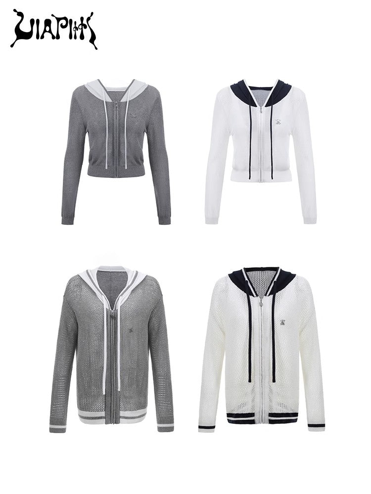 Zipper Mesh Knit Hoodie NA4993