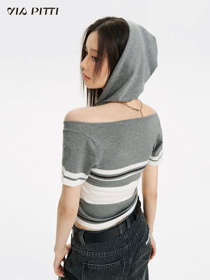 Zipper Hooded Kinit Top NA4852