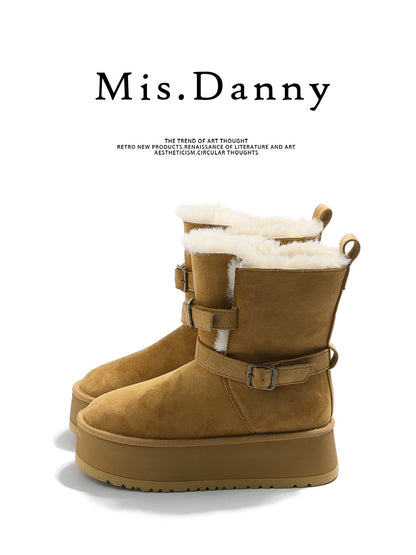 Fake Fur Lined Buckled Ankle Boots NA8656