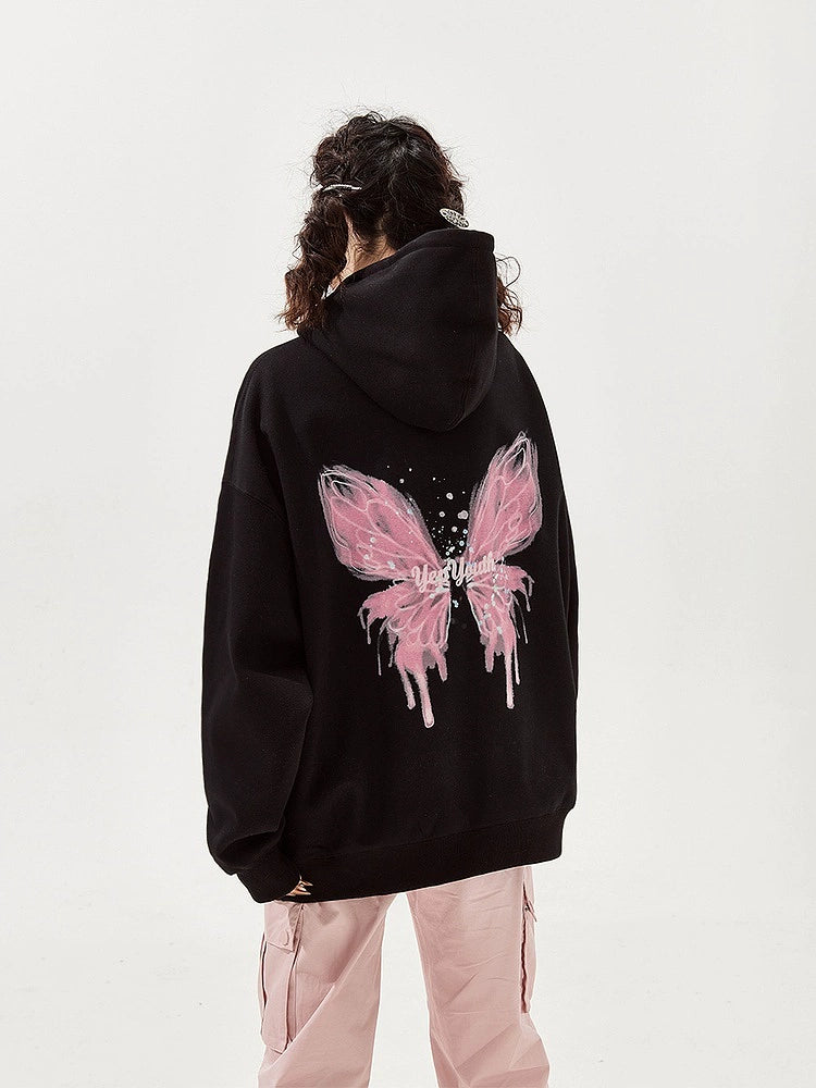 Butterfly Print Oversize Hoodie NA2667