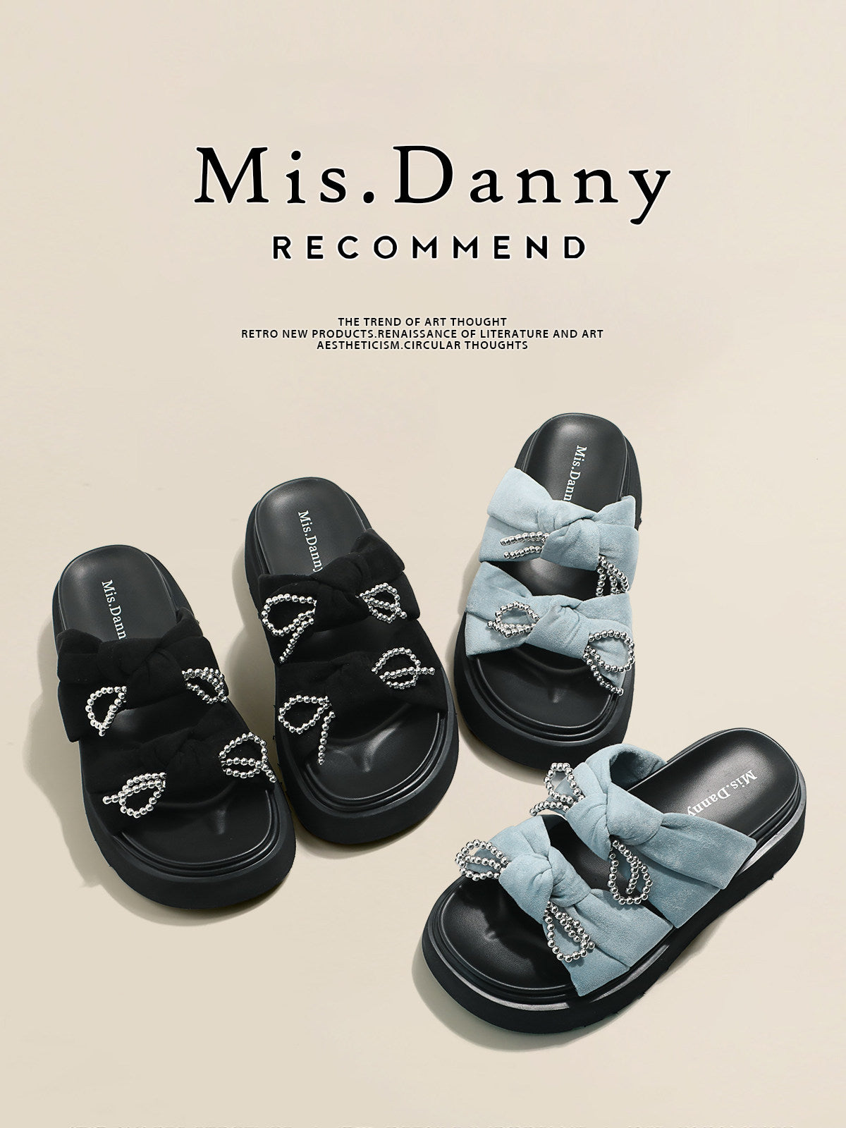 Beads Strap Platform Slide Sandals NA8658