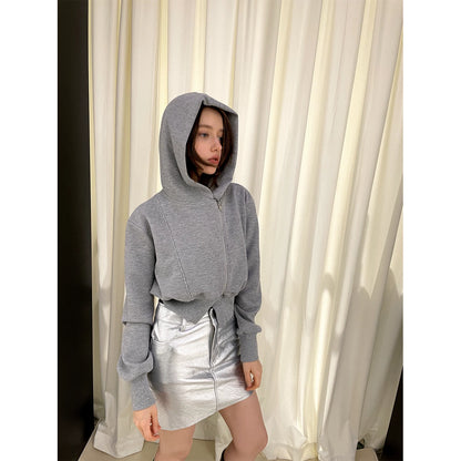 Diagonal Zipper Hoodie NA5952