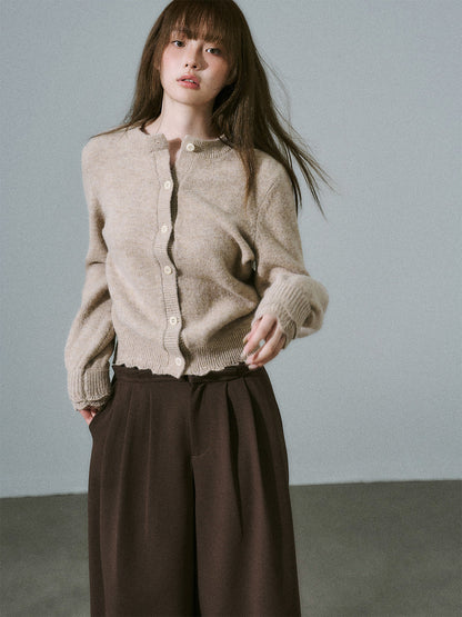 Ruffled Collar and Bow Detail Knit Cardigan NA8824