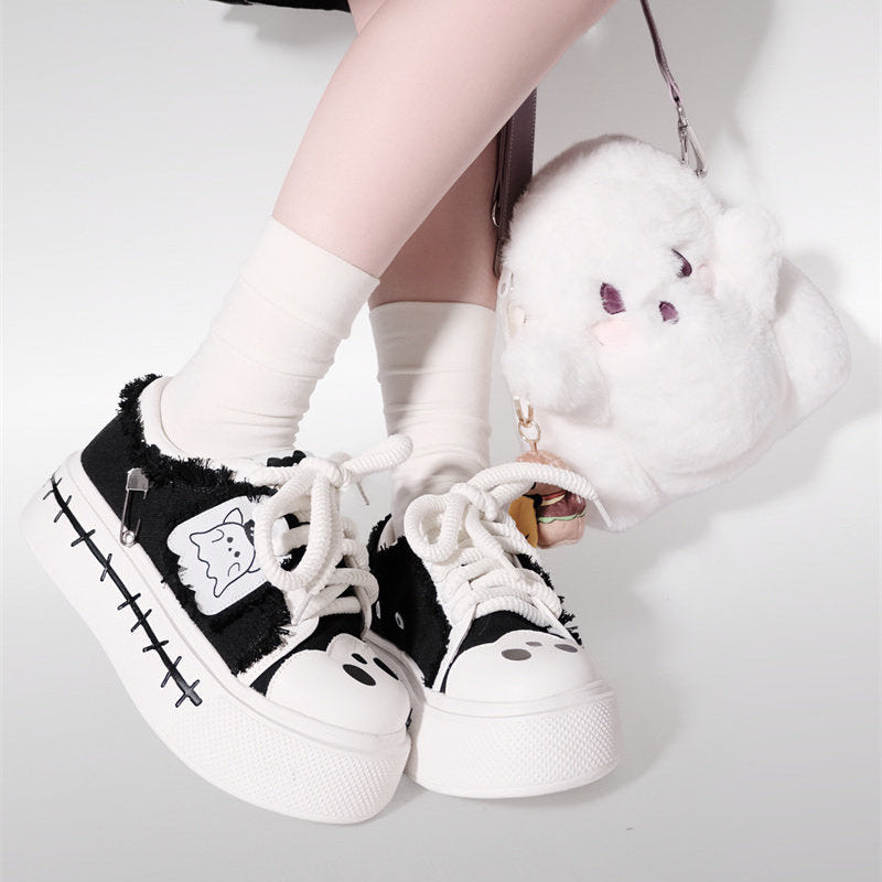 Ghost Flag Canvas Platform Shoes NA8504