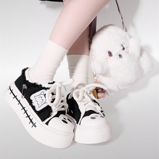Ghost Flag Canvas Platform Shoes NA8504