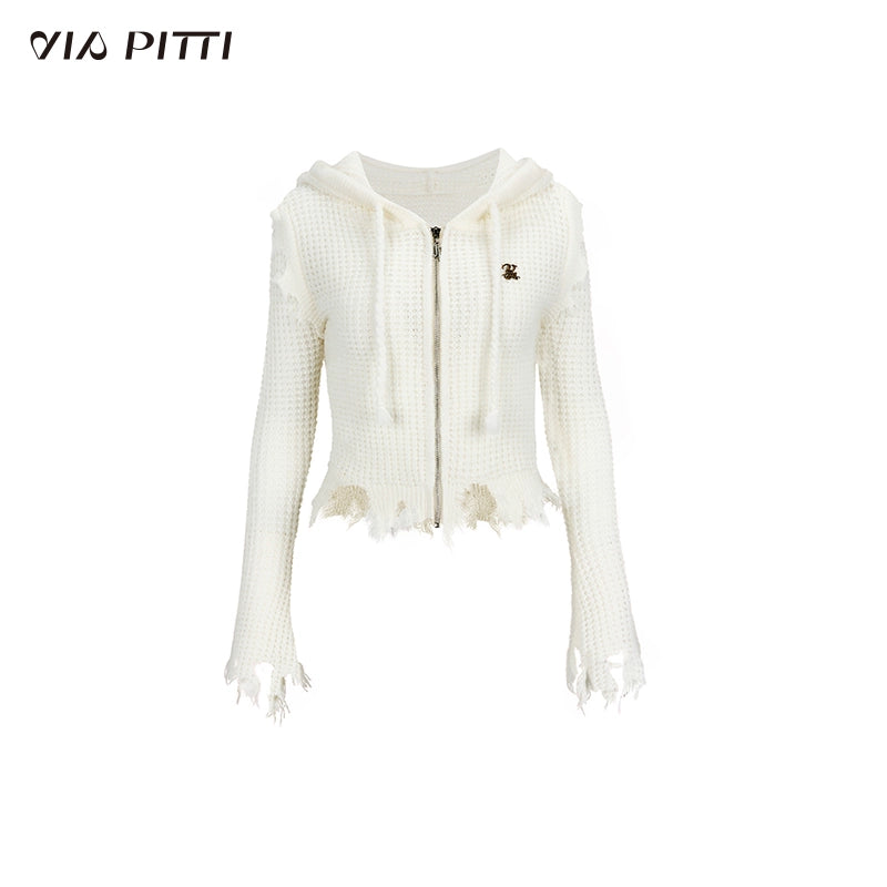 Zipper Hooded Knit Cardigan NA5111