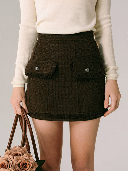 Bow Design Wool Blend Jacket & Short Skirt Setup NA5916