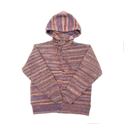 Stripe Hooded Zipper Knit Cardigan NA9026