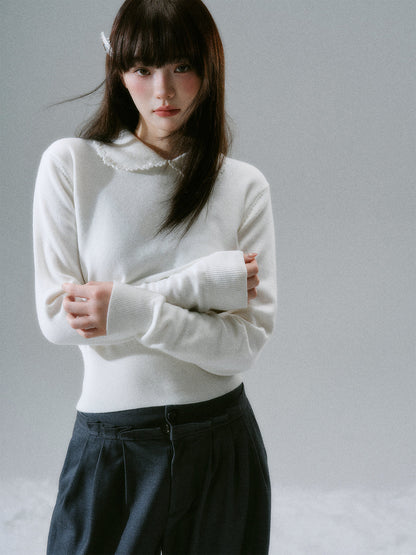 Handmade Crochet Crew Neck Slimming Polo Knit Sweater NA8785