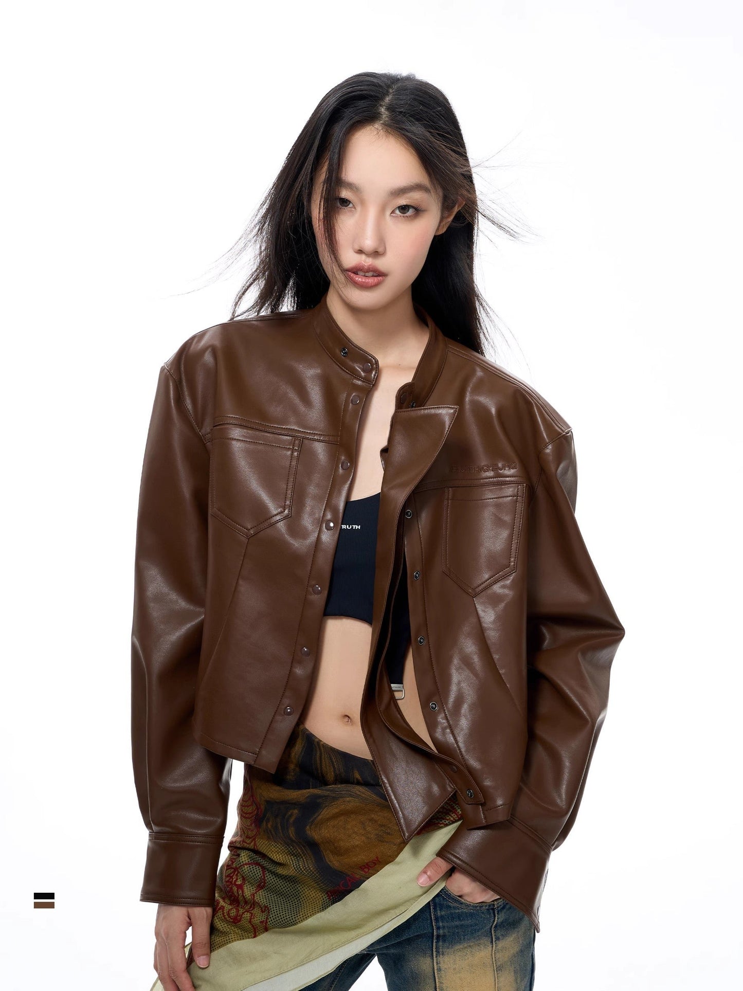 Short PU Leather Jacket NA6092