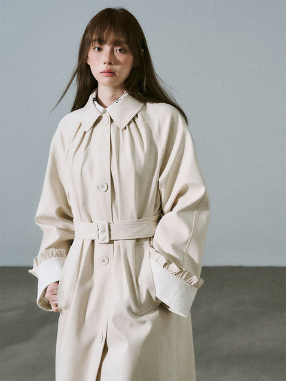 Lyocell Cotton Flower Bud Patchwork Ruffle Coat NA8795