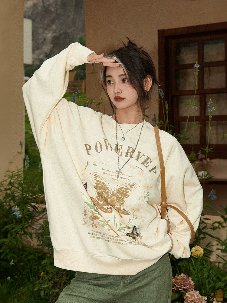 Butterfly Print Oversize Sweatshirt NA2657