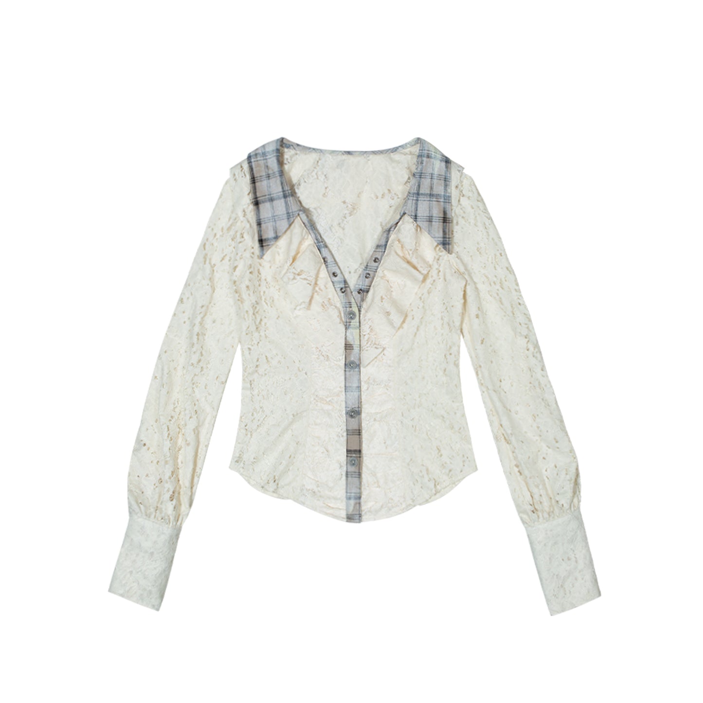 Ruffled Double Layered Hollow Romantic Slim Shirts NA8362