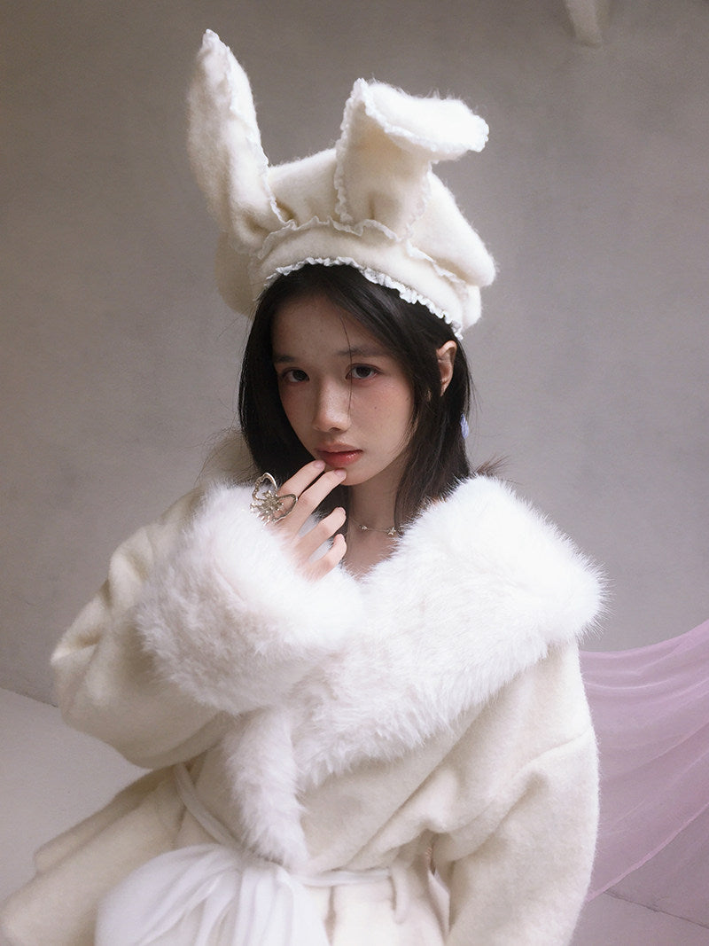 Wire Bunny Ear Lace Beret Hat NA8337