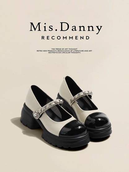 Rhinestone Strap Metallic Mary Jane Flats NA8642