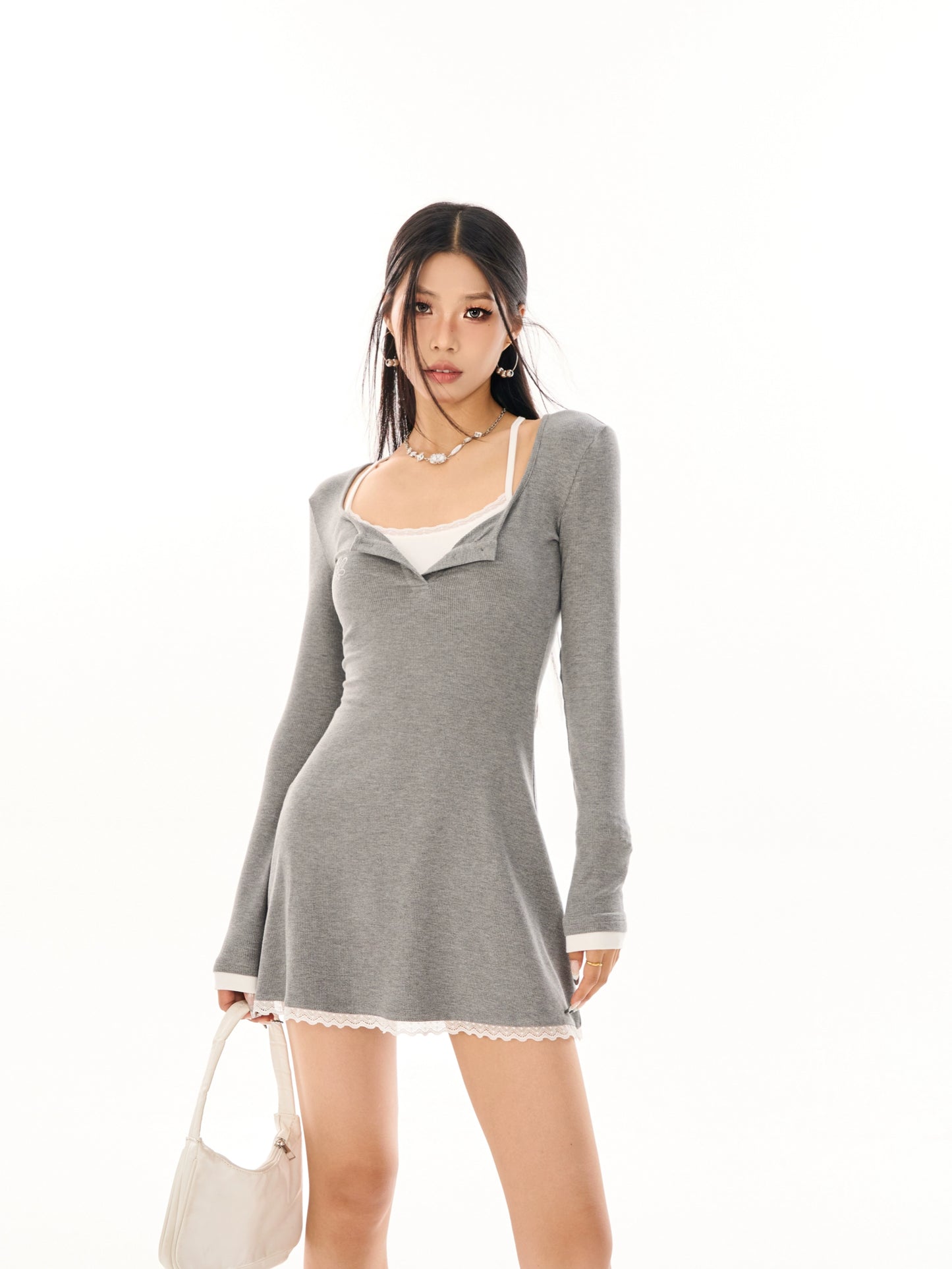 Fake Layered Long Sleeve Dress NA3641