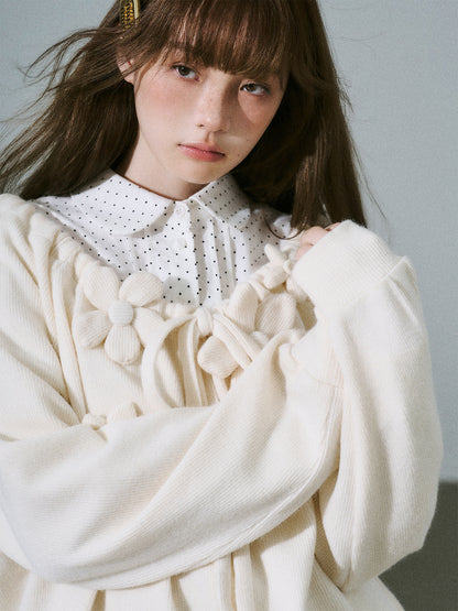 Flower Applique Drawstring Detail Sweatshirt NA8832