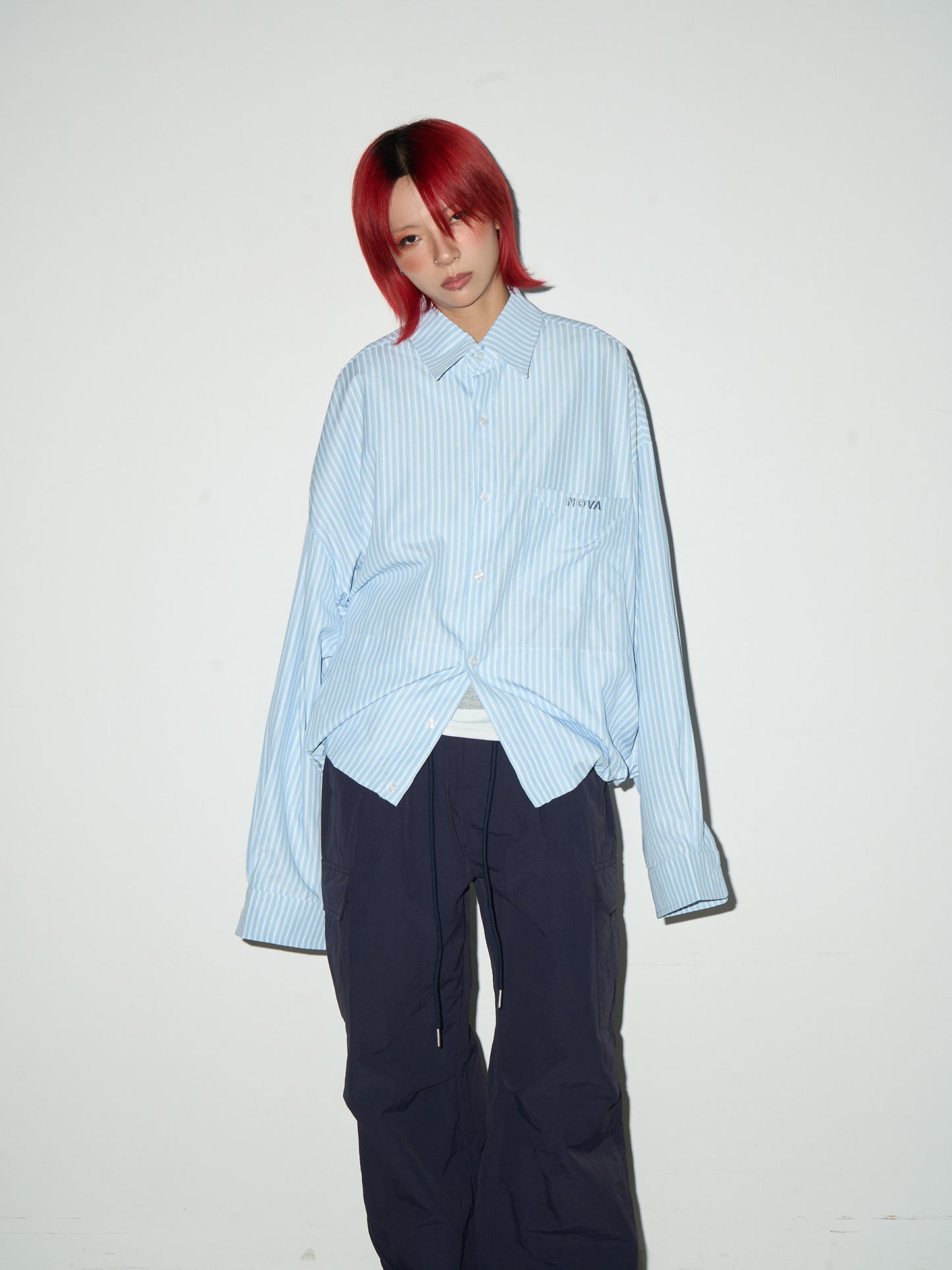 Stripe Oversize Long Sleeve Shirt NA9033