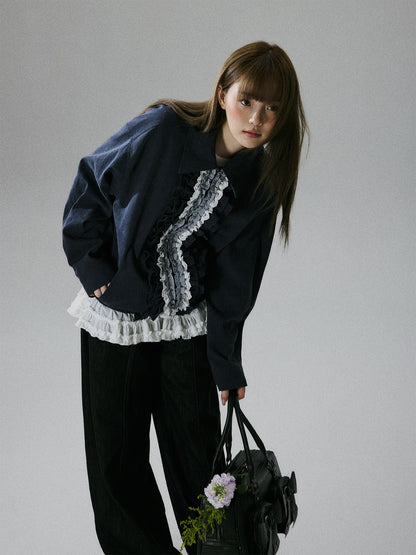 Ruffled Lace Detail Jacket NA8855