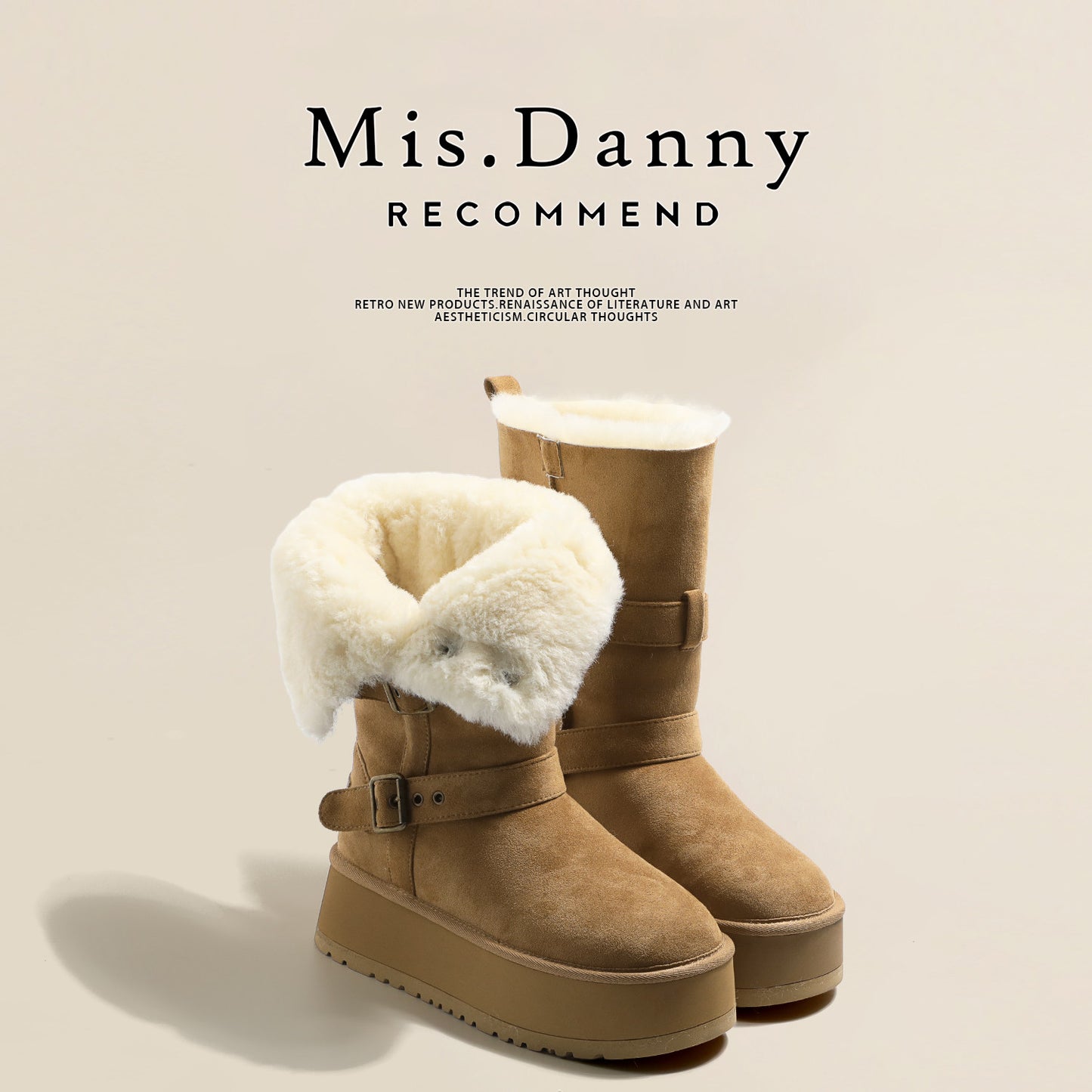 Fur Trim Platform Mid-Calf Boots NA8747