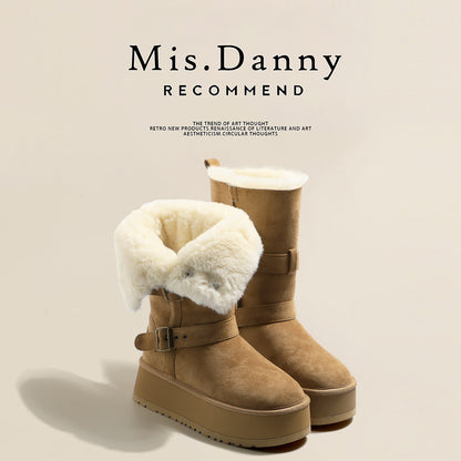 Fur Trim Platform Mid-Calf Boots NA8747