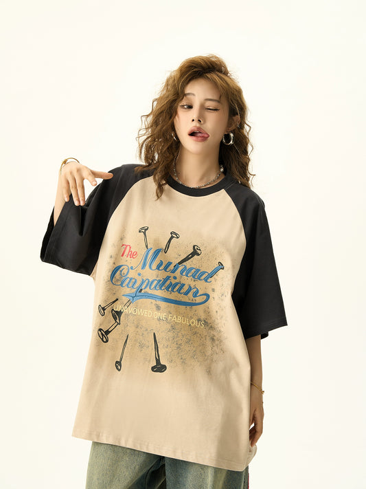 Graffiti Print Oversize Short Sleeve T-shirt NA3152