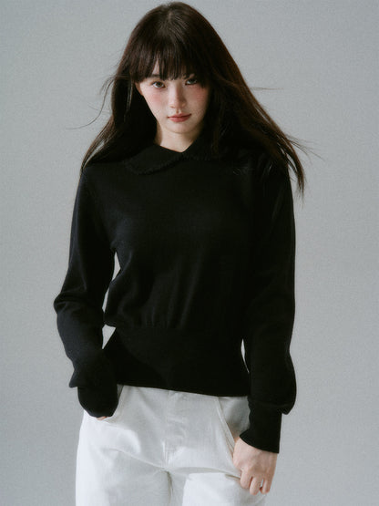 Handmade Crochet Crew Neck Slimming Polo Knit Sweater NA8785