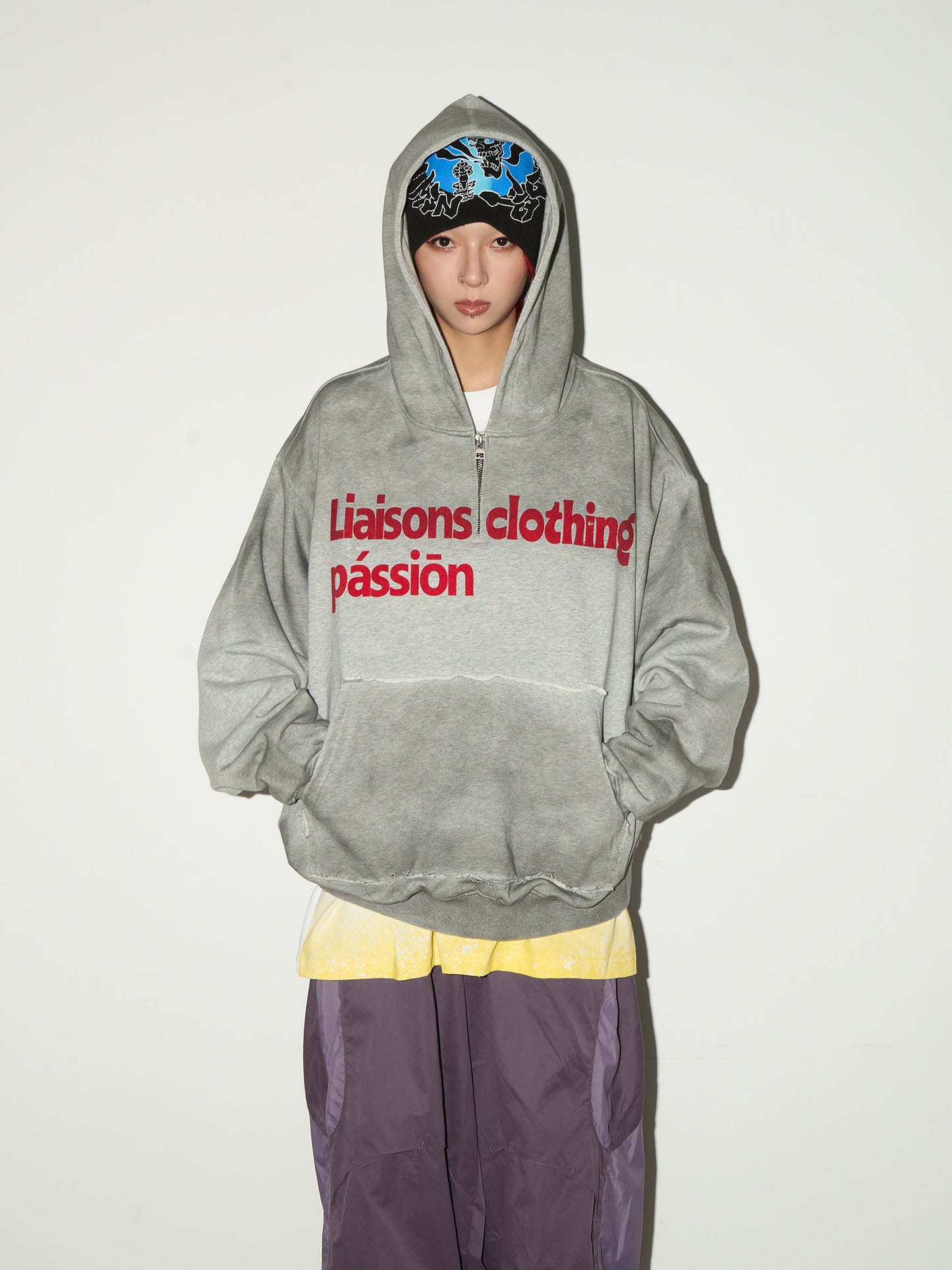 Irregular Dye Letter Print Oversize Hoodie NA9074