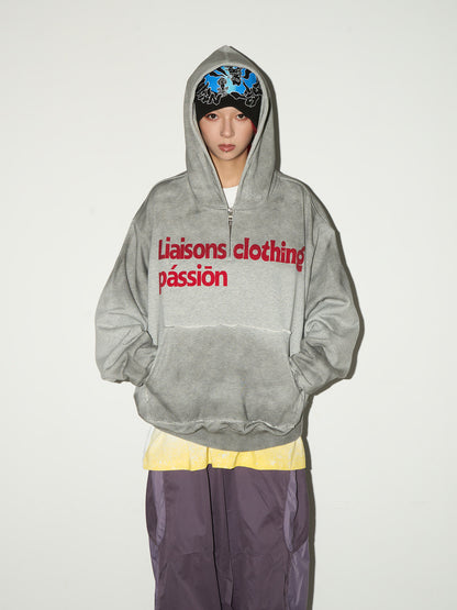 Irregular Dye Letter Print Oversize Hoodie NA9074